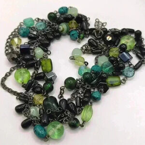 Lia sophia statement necklace In Emerald, Forest Green, Gunmetal And Black